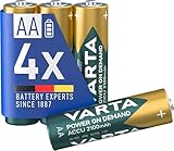 VARTA Batterien AA, wiederaufladbar, 4 Stück, Power on Demand Recharge Accu, Akku, 2100 mAh Ni-MH,...
