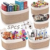 FAMKEEP 5er Set Aufbewahrungskorb Geflochten,Baumwollseil Geflochtener,Stapelbare Speicher Storage...