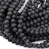 Zenkeeper 108 Stück schwarze Lava-Edelsteinperlen für die Schmuckherstellung, 8 mm Lava-Perlen
