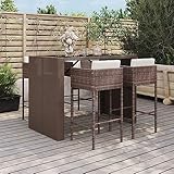 Yunovire 5-TLG. Gartenbar-Set mit Kissen Braun Poly Rattan, wetterfestes Rattanmöbel für...
