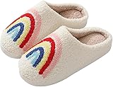 Regenbogen Plüsch Pantoffeln - Winter Hausschuhe für Kinder, Teenager & Erwachsene (EU 34-35)