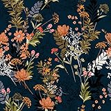 VEELIKE Tropische Blätter Tapete Schwarz Blumen Vintage Blumentapete Fototapete Dschungel...