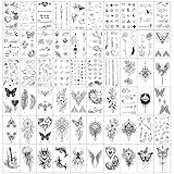 Temporäre Tattoo für Gesicht Körper, Temporäre Tattoos Erwachsene, 120 Blatt Schwarz...