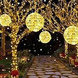 da LIGHT LED Kugel Lichterkette Außen Ø20 cm 4er Set, 184 LEDs, 8 Modi mit Timer, Warmweiß 2500...