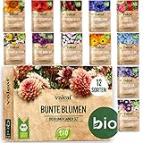 valeaf BIO Blumen Samen Set I 12 Sorten Blumensamen I Premium Samen Blumen I Pflanzensamen Set mit...