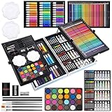 Halobios Kunstset, 144-teiliges Deluxe-Malset im Aluminium-Kunstkoffer mit Aquarellstiften,...