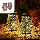 Gadgy Orientalische Laterne Hexagon - Solarlampen für außen Garten 2er Set - Wasserdichte Solar...