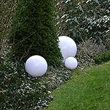 Dapo 3X Außen-Garten-Kugel-Leuchte Marlon D:20+30+40cm Kunststoff-Kugel weiß mit Erdspieß,...