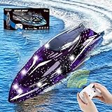 Ferngesteuertes Boot,Rc Boot Spielzeug Mit LED-Licht,2.4G Fernbedienung,360°Flip,Wasserspielzeug...