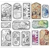 GLOBLELAND Vintage Etiket Transparente Silikonstempel Steampunk Label Klare Stamps Journal Tags...