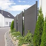 HOME DELUXE - WPC Sichtschutzzaun CALLADO - Anthrazit, 4x Element + 5x Pfosten - Breite: ca. 714 cm,...