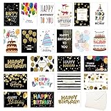 Geburtstagskarten Set - 24 Glückwunschkarten - Happy Birthday Karten im vielseitigem Design - Die...