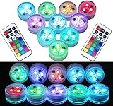 Mini Unterwasser Licht RGB Multi Mehrfarbige LED Teichbeleuchtung 10pcs Wasserdichte Teelichter mit...