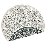 Teppich Boss - Wendeteppich Rund Porto Creme Grün Indoor & Outdoor, Größe:100 cm rund