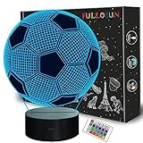 FULLOSUN Kinder Nachtlicht Fußball 3D Optische Täuschung Lampe mit Fernbedienung 16 Farben Ändern...