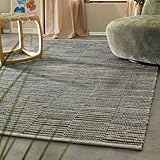 Wecon Home Teppich Denim Blues – Handwebteppich aus recyceltem Denim & Jute – Handgekettelte...