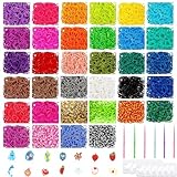 GIAK Loom Bänder Set Loom Rubber Bands Kit 15500 Pcs Loom Bands Set für Armbänder 34 Farben Mit...