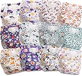 Littles and Bloomz FLV2-1202 Wiederverwendbare Stoffwindel, Standard-Klettverschluss, 12 Windeln