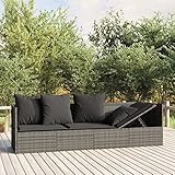 Festnight Loungebett Outdoor mit Liegefunktion,3 Sitzer Sofa mit Liegefunktion,Gartensofa Polyrattan...