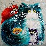 Mehrfarbig Tier Diamond Painting Katze,Blue K?tzchen Diamond Painting Cat,Animal Diamond Painting...