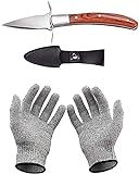 Austernmesser und Schnittschutzhandschuh, Austern-Korkenzieher aus Edelstahl mit Handschuhen,...