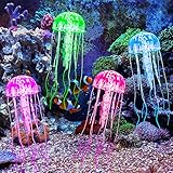 Giantree 4Pcs Glühende Qualle Fischtank Dekorationen Set, schwimmende Quallen Ornament Aquarium...