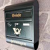 Eigenmarke Großer Briefkasten/Postkasten XXL Metall Grün mit Zeitungsrolle Runddach Wandmontage...
