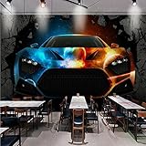 WH-PORP Benutzerdefinierte Fototapete 3D Stereo Tapete Bar Ktv Coole Auto gebrochene Wand Custom...