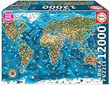 Educa 19057, Weltwunder, 12000 Teile Puzzle Erwachsene und Kinder ab 14 Jahren, Weltkarte