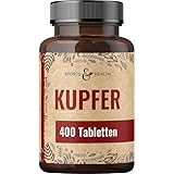 Kupfer Tabletten - 400 Tabletten - Kupfer 2mg Pro Tagesdosierung - Vegan - Kupfer Aus 3 Verbindungen...