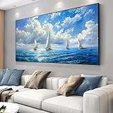PioflioR Modernes Leinwandbild mit Segeln unter sonnigem Himmel, geeignet zur Dekoration von Wohn-...