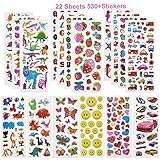 3D Aufkleber für Kinder Kleinkinder, 22 Verschiedene Blätter 530+ Sticker Set Mädchen mit Dino,...