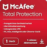 McAfee Total Protection 2024, 1 Gerät | Antivirus, VPN, Passwort-Manager, Mobil- und...