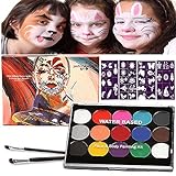 Halloween Kinderschminke Set, Face Paint Body Paint für Kinder und Erwachsene mit 15 Farben...
