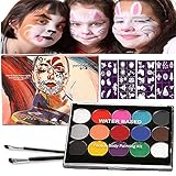 Halloween Kinderschminke Set, Face Paint Body Paint für Kinder und Erwachsene mit 15 Farben...