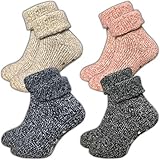 ca·wa·so Damen Stoppersocken aus Wolle | ABS Sohle (1er-Pack | 4er-Pack) (39-42, farbig |...