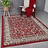 VIMODA Klassisch Orient Teppich dicht gewebt Wohnzimmer Rot Braun, Maße:120x170 cm