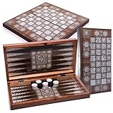 Backgammon Spiel Türkisches Orientalisches Tavla aus Holz Spielsteine und Würfel | Klappbares...