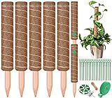 VIPNAJI 5 Stück Rankhilfe Zimmerpflanzen, 42cm Natürliche Kokosfaser Pflanzenstab mit Klettband,...