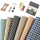 Geschenkpapier Set, 6 Stück Geschenkpapier Geburtstag Kraftpapier Geschenkpapier mit Schnur und...