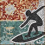 ALEA Mosaic Komplettes handwerkliches Mosaik-Set 20x20 cm Surfer