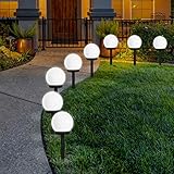 FLOWood Solar Gartenleuchte wasserdicht Solarlampe für Garten Außen LED Kugel mit Erdspieß...