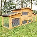 zooprinz großer Hasenstall, Kaninchenstall mit extra hohen Kotschublade - aus massiven Vollholz...