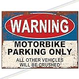 Metallschild mit Aufschrift 'Motorrad Parken Warnung', Bar-Zubehör für Zuhause, Kneipe oder...