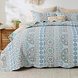 Qucover Tagesdecke Bettüberwurf, Doppelseitig Boho Tagesdecke mit Ethnischen Mustern 230x250cm,...