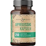 Apfelessig Kapseln –210 Kapseln – Apple Cider Vinegar – 1000mg Apfelessig pro Tagesdosierung...