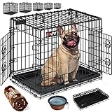 Lovpet® Hundekäfig klappbar Hundetransportkäfig Inkl. Fleecedecke + Napf Hundebox mit 2 Türen...