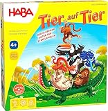 Haba 4478 - Tier auf Tier, Stapelspiel für 2-4 Spieler ab 4 Jahren, mit Tierfiguren aus Holz, auch...