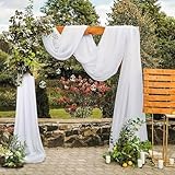 Querbehang Freihanddeko, 130x550cm Hochzeit Vorhang Deko Weiss transparentem Voile Hochzeitsbogen...