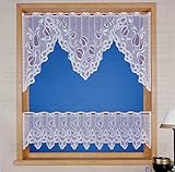 Scheibengardine mit Stangendurchzug M-Set 2-teilig Gardine Jacquard M-Bogen HxB 60x160cm und Bistro...
